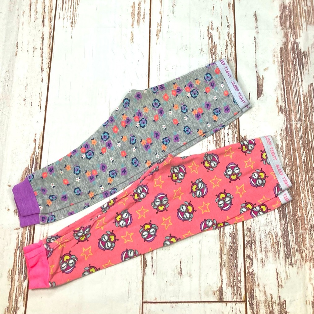 Sleep Tight Pajama Pants Bundle Neon Pink & Lilac Purple Sz 24M